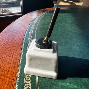 Antique Vintage Ceramic Inkwell